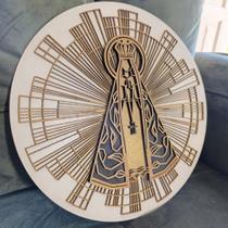 Quadro Decorativo Vazado Religioso em 3D Nossa Senhora Escultura de Parede MDF 4 camadas Alto Relevo Preto e Dourado Quadro Decorativo Vazado Religioso em 3D Nossa Senhora Escultura de Parede MDF 4 camadas Alto Relevo Preto e Dourado