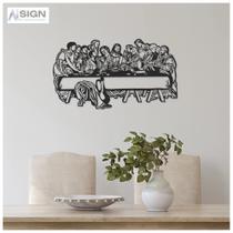 Quadro Decorativo Vazado Santa Ceia MDF Preto Fosco
