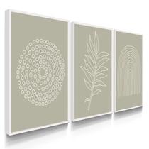 Quadro Decorativo Verde Boho Minimalista 55x40 Com Moldura Quadro Decorativo Verde Boho Minimalista 55x40 Com Moldura