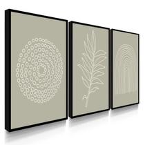 Quadro Decorativo Verde Boho Minimalista 55x40 Com Moldura Quadro Decorativo Verde Boho Minimalista 55x40 Com Moldura
