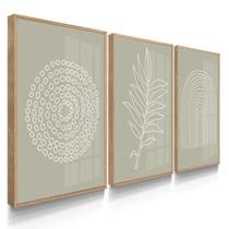 Quadro Decorativo Verde Boho Minimalista 55x40 Com Vidros Quadro Decorativo Verde Boho Minimalista 55x40 Com Vidros