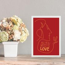 Quadro Decorativo Vermelho - All You Need Is Love 45x34cm - com vidro Quadro Decorativo Vermelho - All You Need Is Love 45x34cm - com vidro