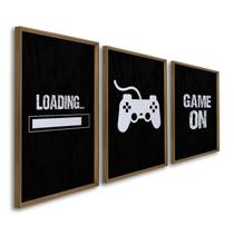 Quadro Decorativo Vídeo Game Modelo Gamer 3 Telas 60x90cm para Sala Quarto Escritório