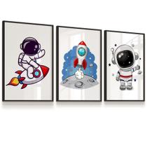 Quadro Decorativo Vidro Infantil Foguete Astronauta 20X30 Kit 3 - ARTPAREDE