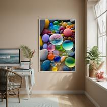 Quadro Decorativo Vidros Marinhos Belos-70x50cm Cor:Moldura Branca Quadro Decorativo Vidros Marinhos Belos-70x50cm Cor:Moldura Branca