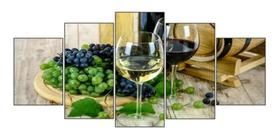 Quadro Decorativo Vinho Flor Mosaico 5pçs Sala Jantar Quarto - FAVORITA DECOR