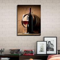 Quadro Decorativo Vinho Tinto Uva Taça e garrafa 1 peça - 30x40cm Quadro Decorativo Vinho Tinto Uva Taça e garrafa 1 peça - 30x40cm