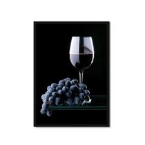 Quadro Decorativo Vinho Uva Taça Wine Sala Adega Escritório 43x63 Laminado Moldura Preta Quadro Decorativo Vinho Uva Taça Wine Sala Adega Escritório 43x63 Laminado Moldura Preta