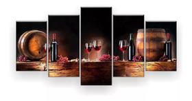 Quadro Decorativo Vinho Uvas Mosaico 5pc 129x61 Sala Quarto Quadro Decorativo Vinho Uvas Mosaico 5pc 129x61 Sala Quarto
