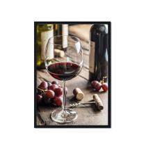 Quadro Decorativo Vinho Wine Taça Uva Rolha 43x63 Moldura Preta Quadro Decorativo Vinho Wine Taça Uva Rolha 43x63 Moldura Preta