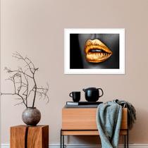 Quadro Decorativo Vinil Golden Mouth Inclui Moldura