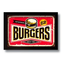 Quadro Decorativo Vintage Burgers Cozinha 33x43 cm