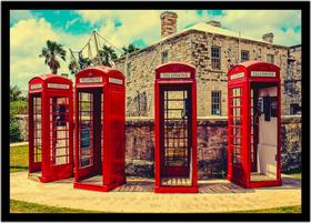 Quadro Decorativo Vintage Cabines Telefônicas Retrô Quartos Salas Com Moldura RC012 Quadro Decorativo Vintage Cabines Telefônicas Retrô Quartos Salas Com Moldura RC012