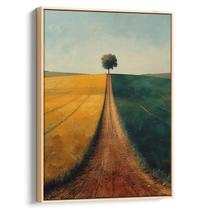 Quadro decorativo Vintage - Caminho Solitário Entre Campos Contrastantes - Art Canvas Quadro decorativo Vintage - Caminho Solitário Entre Campos Contrastantes - Art Canvas