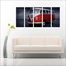 Quadro Decorativo Vintage Carros Mosaico Kombi Com 5 Peças GG10