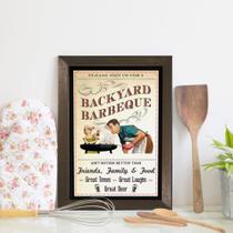 Quadro Decorativo Vintage Churrasco 33x43cm Moldura Marrom