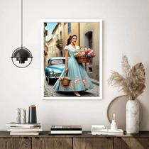 Quadro Decorativo Vintage Dama Florista - 70x50cm
