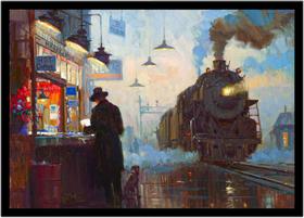 Quadro Decorativo Vintage Estação De Trem Retrô Quartos Salas Comércio Com Moldura RC050