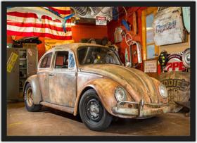 Quadro Decorativo Vintage Fusca Retrô Com Moldura G01