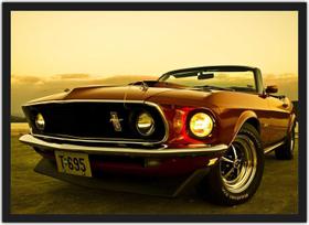 Quadro Decorativo Vintage Mustang Retrô Com Moldura