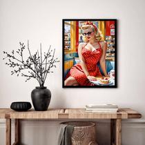 Quadro Decorativo Vintage Pin Up Clássica Poá - 70x50cm Quadro Decorativo Vintage Pin Up Clássica Poá - 70x50cm