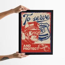 Quadro Decorativo Vintage Polícia 45X34Cm - Com Vidro