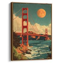 Quadro decorativo Vintage - Ponte Golden Gate ao Luar Nostálgico - Art Canvas