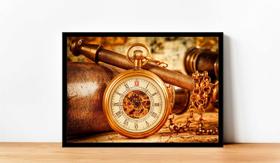 Quadro Decorativo Vintage Relógio De Pulso Clássico Retrô Quartos Salas Com Moldura RC011