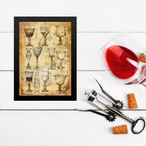 Quadro Decorativo Vintage Taças De Vinho 24x18cm Quadro Decorativo Vintage Taças De Vinho 24x18cm