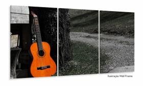 Quadro Decorativo Violão Paisagem Múscia Em Tecido 3 Peças m