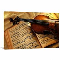 Quadro decorativo Violino Instrumentos com Tela em Tecido