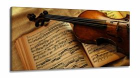 Quadro Decorativo Violino Sala Mosaicoem Tecido Canvas 130x60