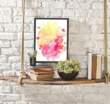 Quadro Decorativo Viva A Vida 45X34Cm Moldura Preta