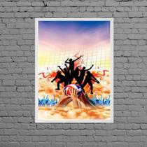 Quadro Decorativo Vôlei De Praia 33X24Cm Branca