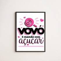 Quadro Decorativo Vovó é Mamãe Com Açúcar 24x18cm - com vidro Quadro Decorativo Vovó é Mamãe Com Açúcar 24x18cm - com vidro