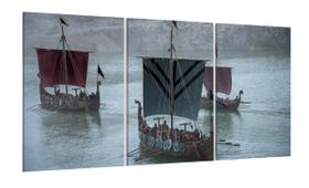 Quadro Decorativo Wall Frame Barco Da Série Vikings 3 Peças