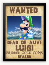 Quadro Decorativo Wanted Dead or Alive Luigi Game 30x42cm