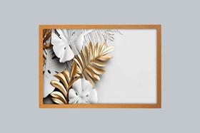 Quadro Decorativo White And Gold Foliage