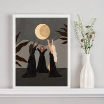 Quadro Decorativo Wicca Lua 45x34cm - Vidro e Moldura Branca