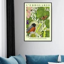 Quadro Decorativo William Morris Lerbolario Verde - 70x50cm
