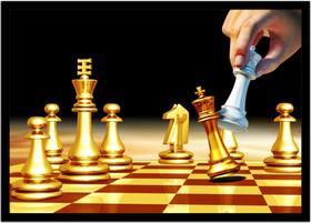 Quadro Decorativo Xadrez Jogos Tabuleiro Com Moldura RC095