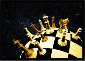 Quadro Decorativo Xadrez Jogos Tabuleiro Com Moldura RC096