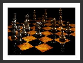 Quadro Decorativo Xadrez Salas De Jogos Decorações Com Moldura