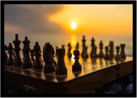 Quadro Decorativo Xadrez Tabuleiro Jogos Com Moldura RC006