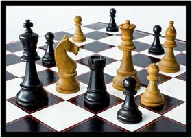 Quadro Decorativo Xadrez Tabuleiro Jogos Com Moldura RC039