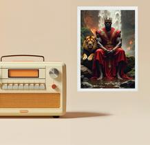 Quadro Decorativo Xangô Com Leão 33x24cm - com vidro