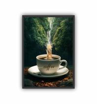 Quadro Decorativo Xicara Café Natureza Moldura Preta Quadro Decorativo Xicara Café Natureza Moldura Preta