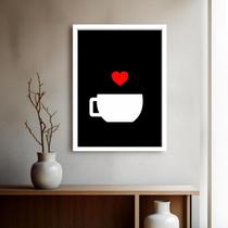 Quadro Decorativo Xícara P&B Coração - 70x50cm