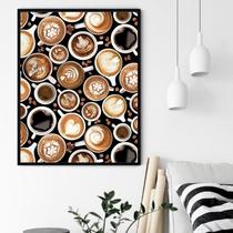 Quadro Decorativo Xícaras Cafés Variados - 70x50cm