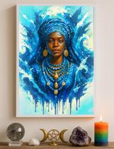 Quadro Decorativo Yemanjá Aquarela Azul 45X34Cm
